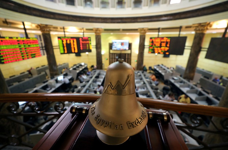 The Egyptian Exchange bell is seen at the stock exchange in Cairo
