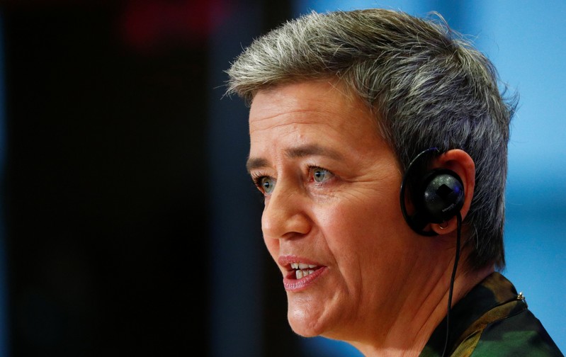 FILE PHOTO: European Commissioner-designate for Europe Fit for Digital Age Margrethe Vestager of Denmark attends her hearing before the European Parliament in Brussels