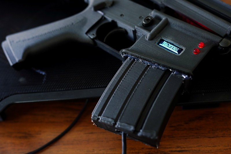 An early prototype weapon is seen at the office of Dimensional Weapons Systems in College Park