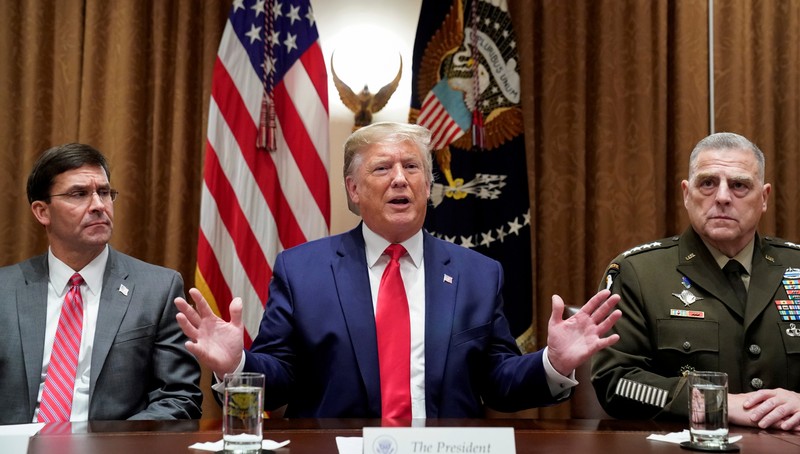 FILE PHOTO: Trump meets with senior military leaders at the White House in Washington