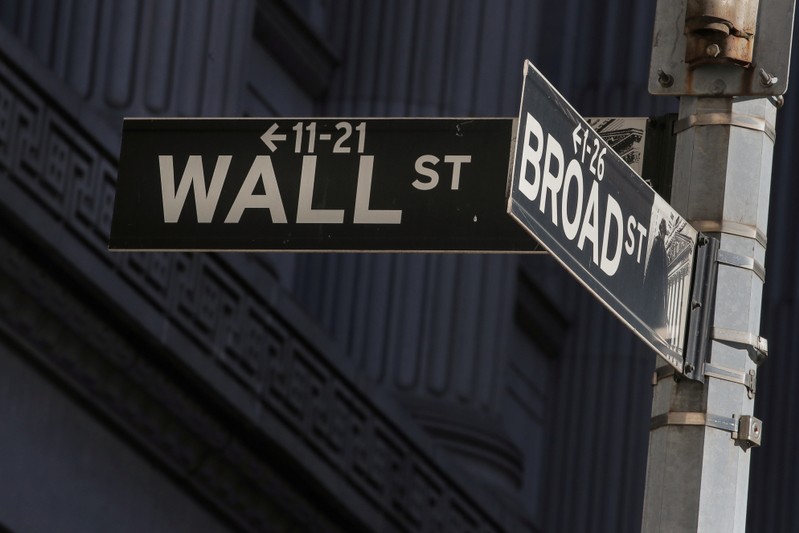 FILE PHOTO: Street signs for Broad St. and Wall St. are seen outside of the NYSE in New York