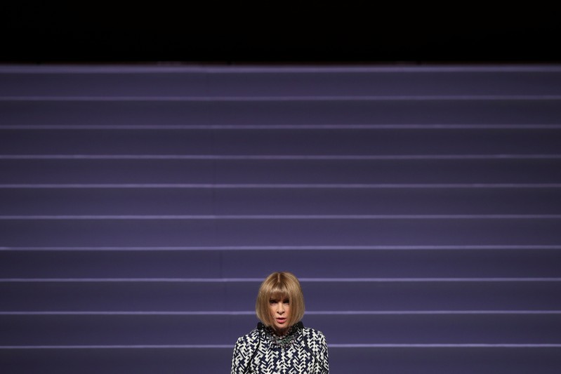 Editor-in-chief of Vogue Anna Wintour delivers a speech during the Vogue