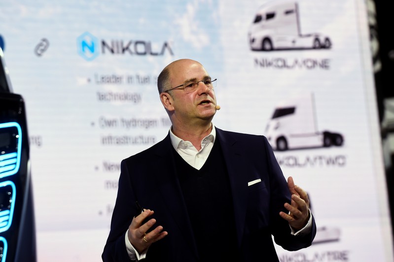 CEO of Italian-American CNH Industrial Hubertus Muhlhauser speaks during a news conference in Turin