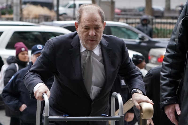 Film producer Harvey Weinstein arrives at New York Criminal Court for his ongoing sexual assault trial in the Manhattan borough of New York City