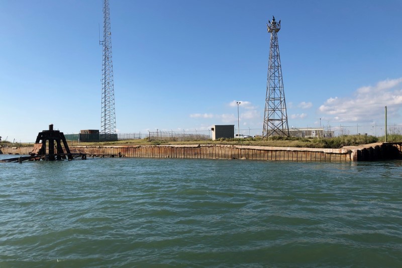 The Harbor Island in Corpus Christi Bay where the Carlyle Group one of the world's top private equity firms and its partner the Port of Corpus Christi plan to build an onshore U.S. crude export terminal