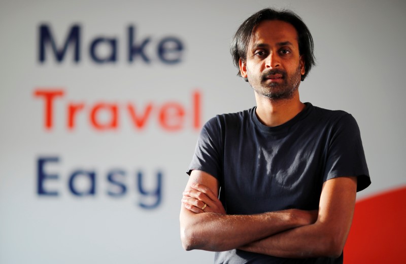 Naren Shaam, the founder-CEO mobility app Omio, is pictured before a Reuters interview in Berlin