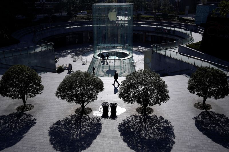 A closed Apple store is seen as the country is hit by an outbreak of the novel coronavirus, in Shanghai