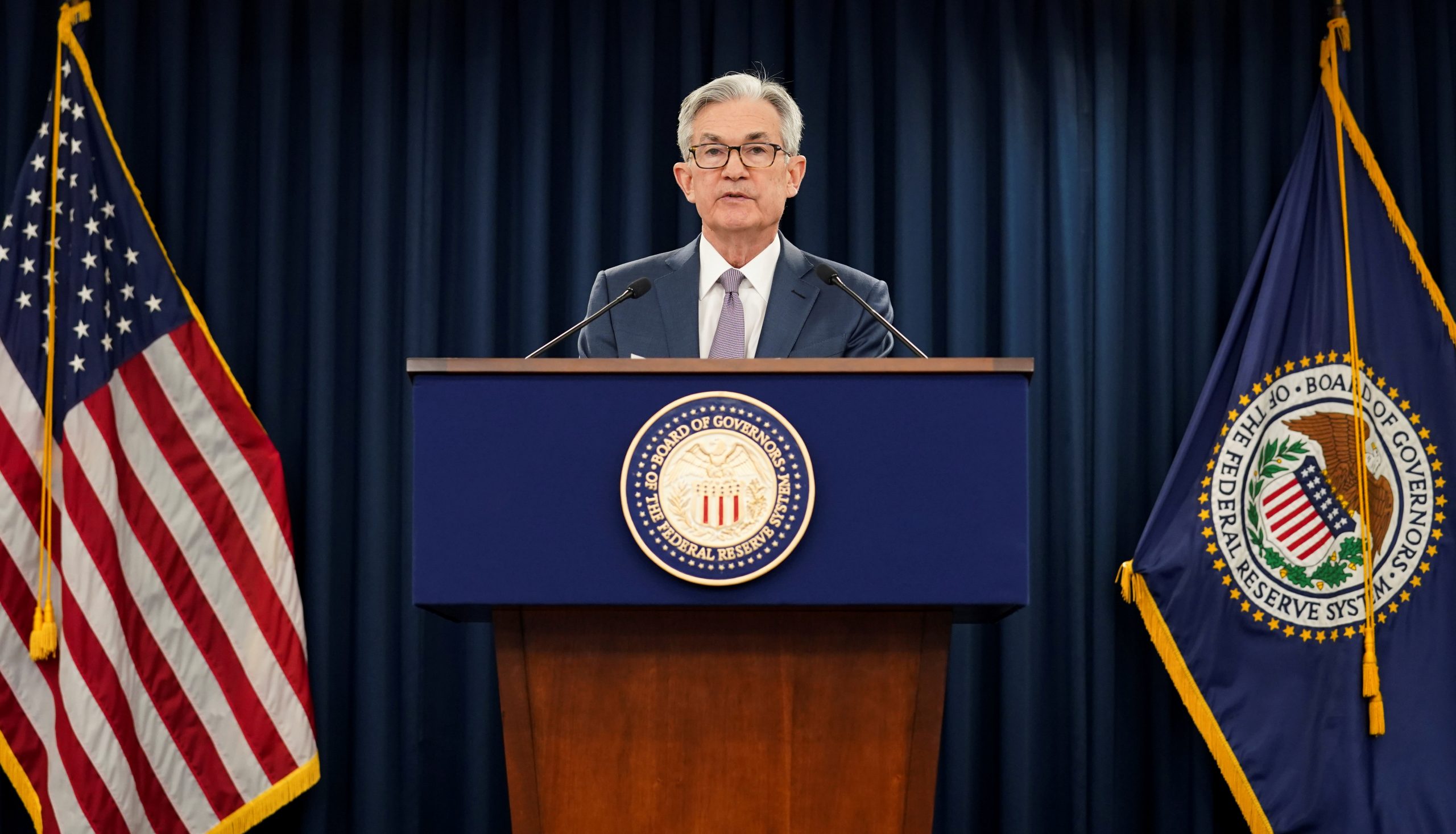 FILE PHOTO: U.S. Federal Reserve Chairman Jerome Powell speaks in Washington