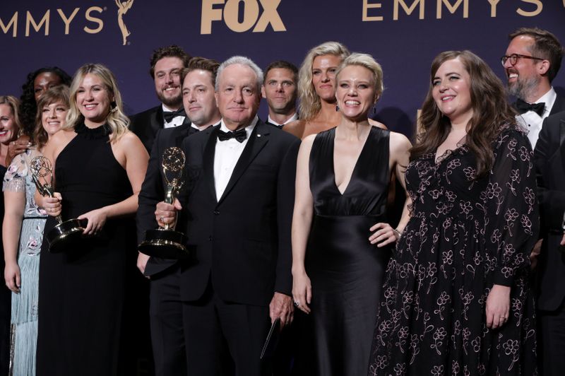 FILE PHOTO: 71st Primetime Emmy Awards - Photo Room – Los Angeles, California, U.S., September 22, 2019 - The cast of Saturday Night Live poses backstage with their award for Outstanding Variety Sketch Series