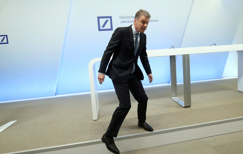 FILE PHOTO: Christian Sewing, CEO of Deutsche Bank AG, addresses the media during the bank's annual news conference in Frankfurt