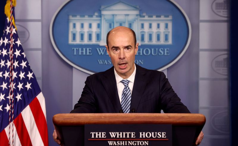 FILE PHOTO: U.S. Labor Secretary Eugene Scalia addresses the daily coronavirus response briefing at the White House in Washington