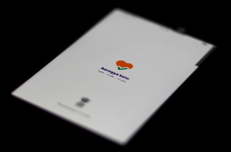 A photo illustration of the Aarogya Setu app logo