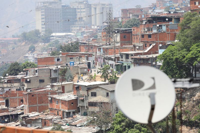 Satellite tv antennas are seen in the low-income neighbourhood Catia after AT&T Inc said on Tuesday it has closed its DirecTV Latin America operations in Venezuela, in Caracas
