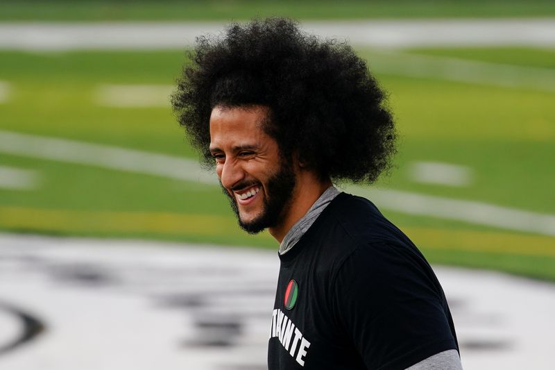 FILE PHOTO: Kaepernick is seen at a special training event at Charles. R. Drew High School in Riverdale