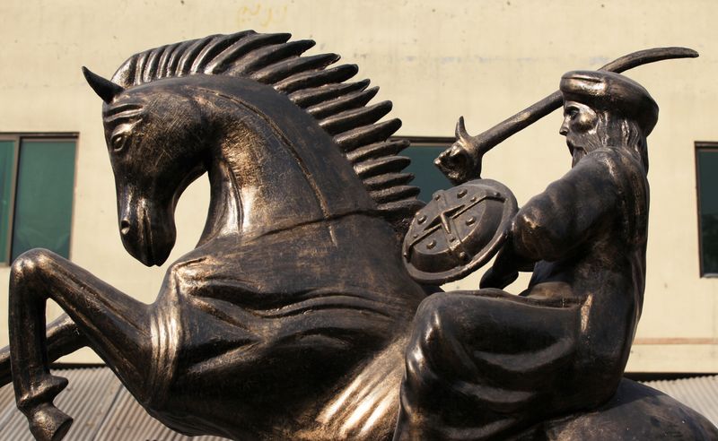 A general view of a statue erected after Turkish TV series 'Dirilis: Ertugrul', in Lahore
