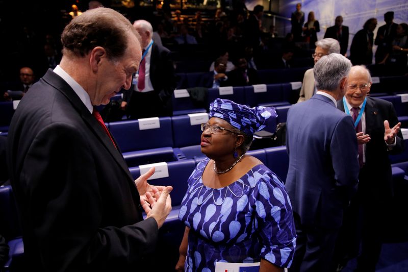 FILE PHOTO: World Bank President David Malpass talks to Ngozi Okonjo-Iweala, former Finance Minister of Nigeria, during a conference entitled