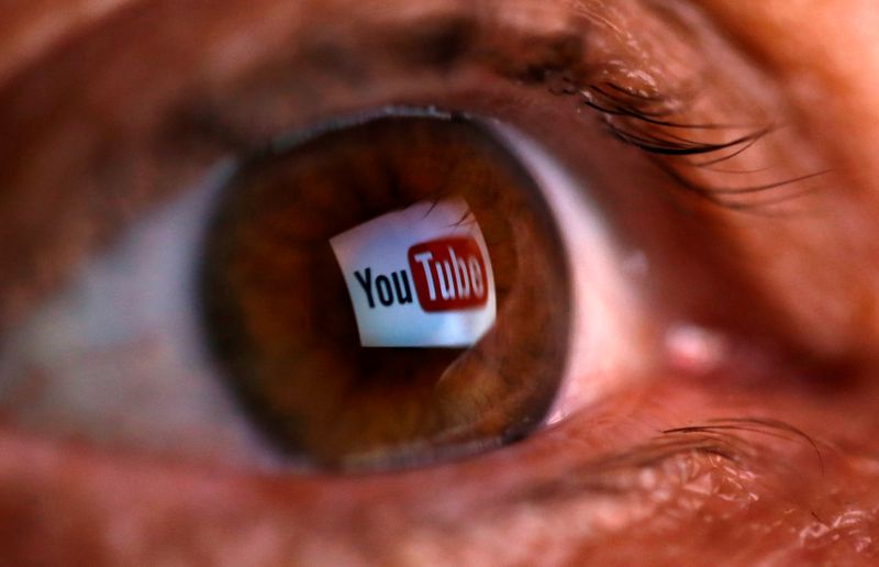 FILE PHOTO: A picture illustration shows a YouTube logo reflected in a person's eye, in central Bosnian town of Zenica