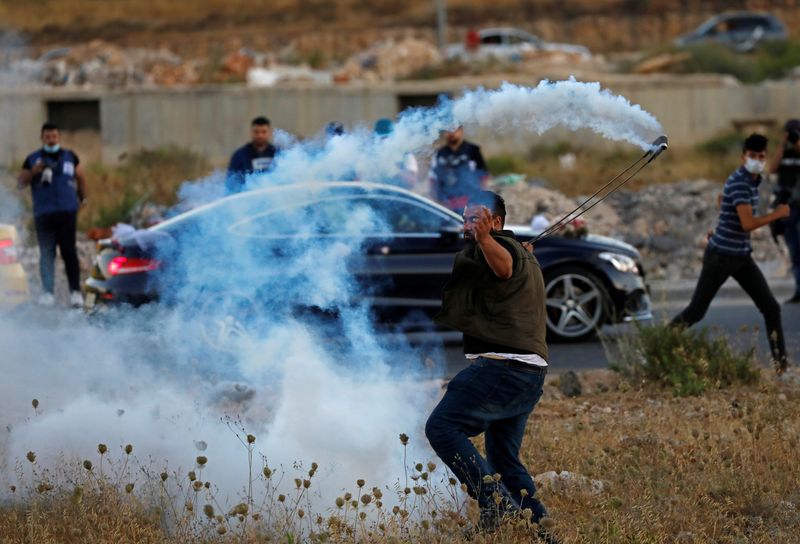 Palestinians protest against Israel's plan to annex parts of the Israeli-occupied West Bank