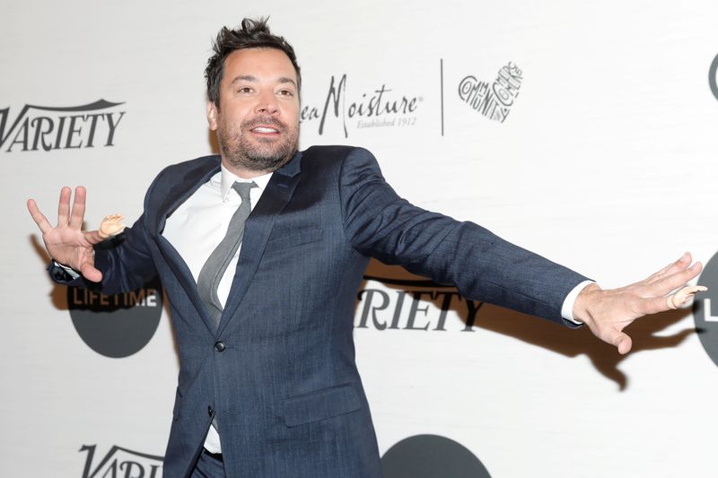 FILE PHOTO: Comedian Jimmy Fallon poses on the red carpet at the 2019 Variety's Power of Women event in New York