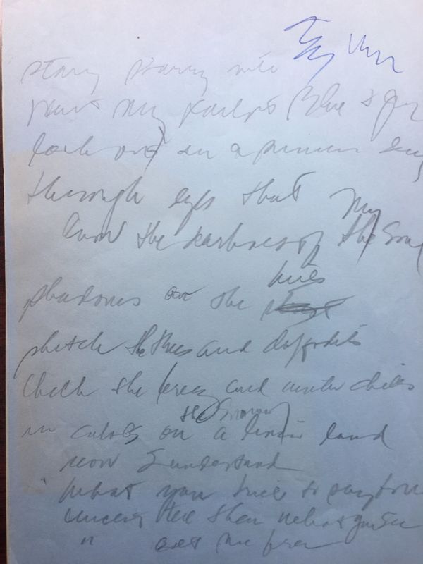Handout photo of the opening page of 14 pages of handwritten lyrics for Don McLean's 1971 song