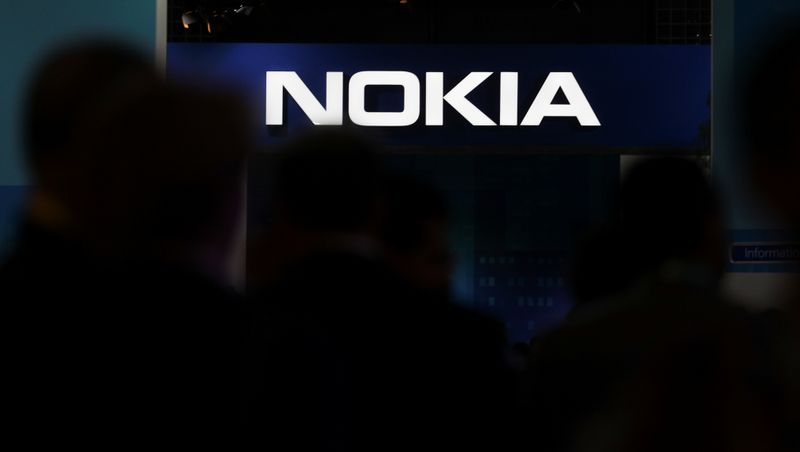 Nokia logo is seen at the Mobile World Congress in Barcelona