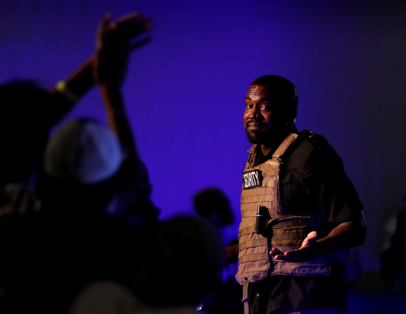 Rapper Kanye West holds his first rally in support of his presidential bid in North Charleston