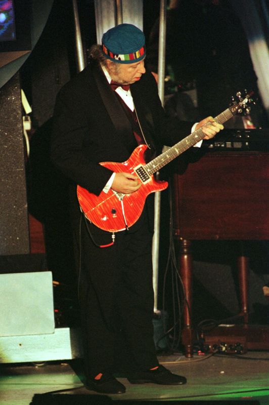 FILE PHOTO: Rarely seen guitarist Peter Green, of the original Fleetwood Mac band, performs his original song