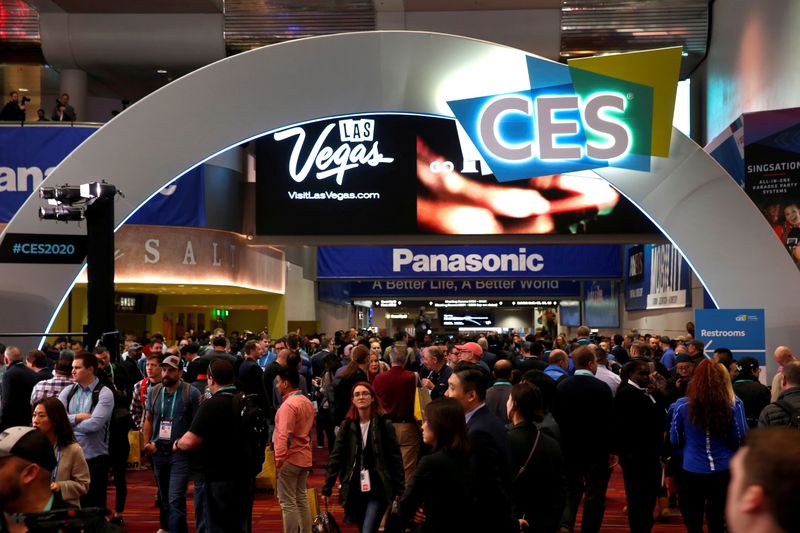 FILE PHOTO: Attendees fill the lobby of the Las Vegas Convention Center during the 2020 CES in Las Vegas