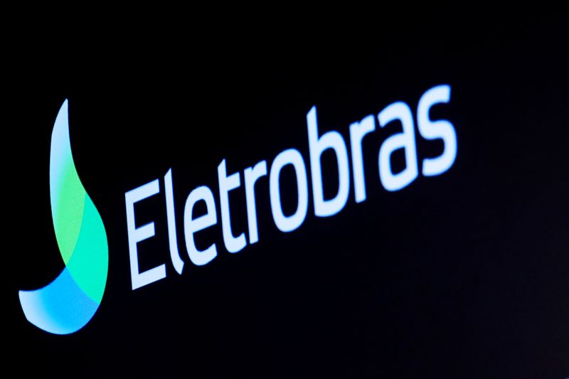 FILE PHOTO: The logo for Eletrobras, a Brazilian electric utilities company, is displayed on a screen on the floor at the NYSE in New York