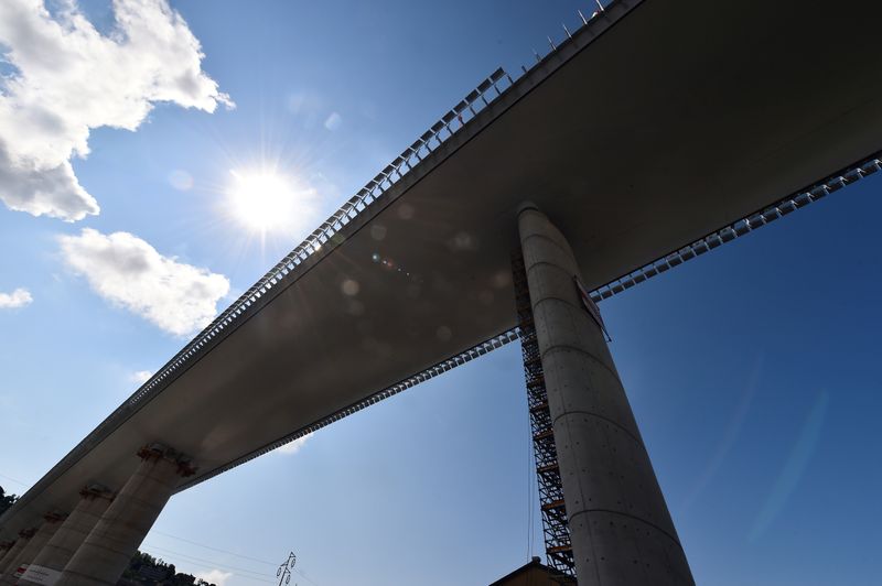 FILE PHOTO: Static testing operations on the new Genoa bridge