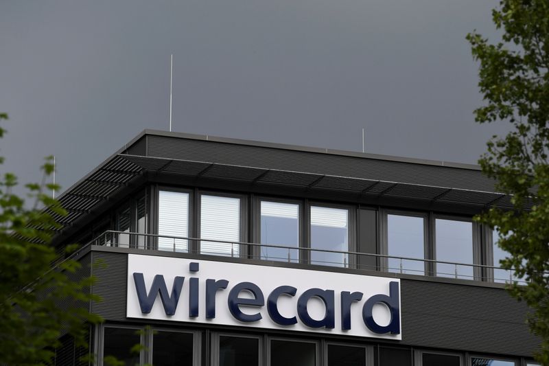 FILE PHOTO: The logo of Wirecard AG is pictured at its headquarters in Aschheim