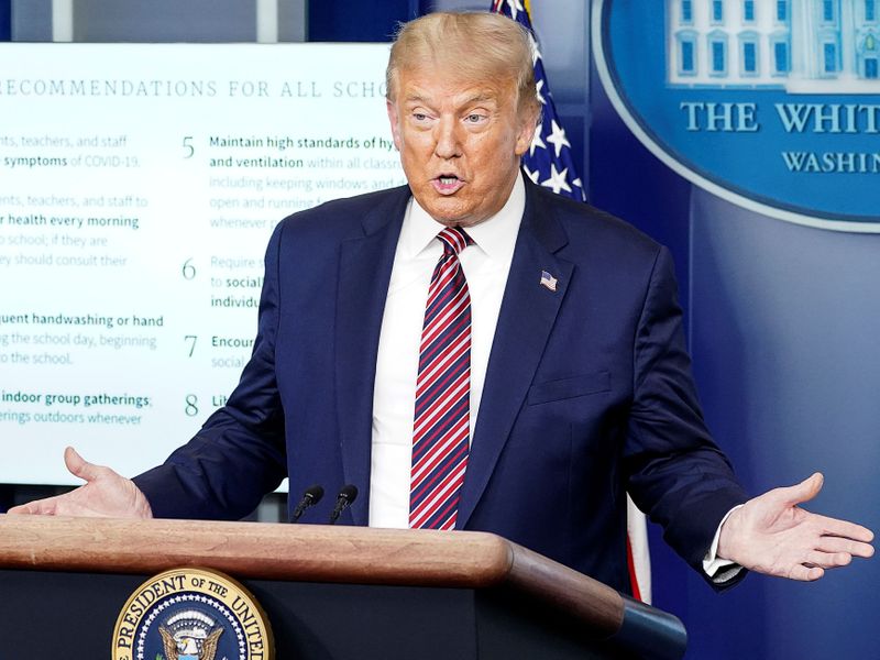 U.S. President Trump holds coronavirus disease (COVID-19) pandemic response briefing at the White House in Washington