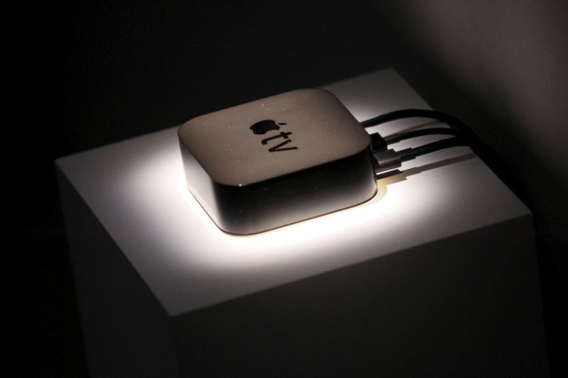 The new Apple TV is displayed during an Apple media event in San Francisco
