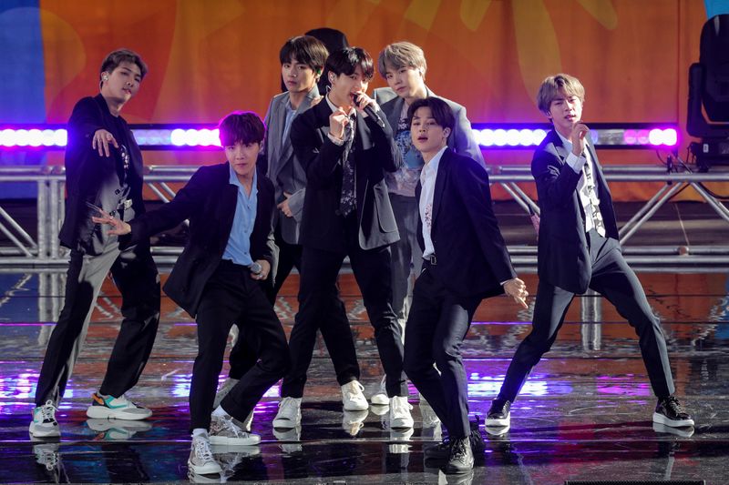 Members of K-Pop band, BTS perform on ABC's 'Good Morning America' show in Central Park in New York