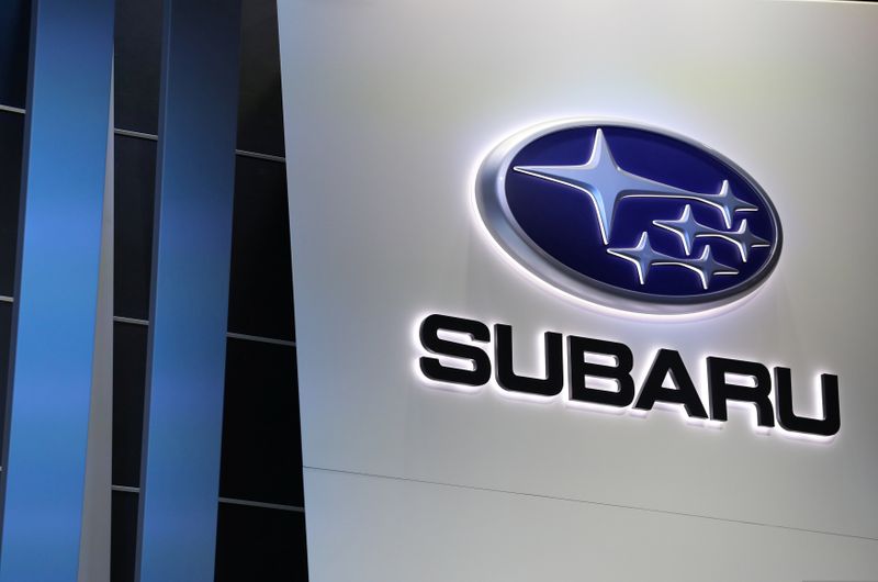 FILE PHOTO: Subaru logo is displayed at the North American International Auto Show in Detroit, Michigan