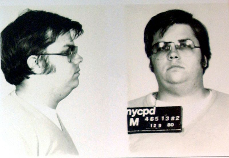 FILE PHOTO: Mug-shot of Chapman is displayed on 25th anniversary of Lennon's death at NYPD in New York
