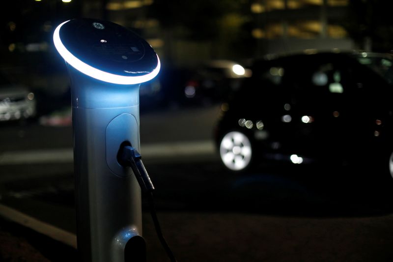 Charging station for electric vehicles is pictured in Pasadena