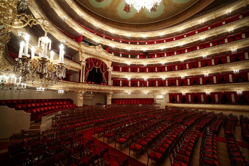 FILE PHOTO: A view shows the empty hall of the Bolshoi Theatre, prior to the launch of its project to stream iconic performances online, in Moscow