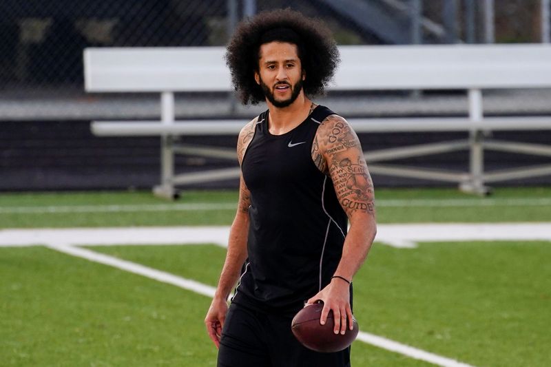 FILE PHOTO: Kaepernick is seen at a special training event at Charles. R. Drew High School in Riverdale