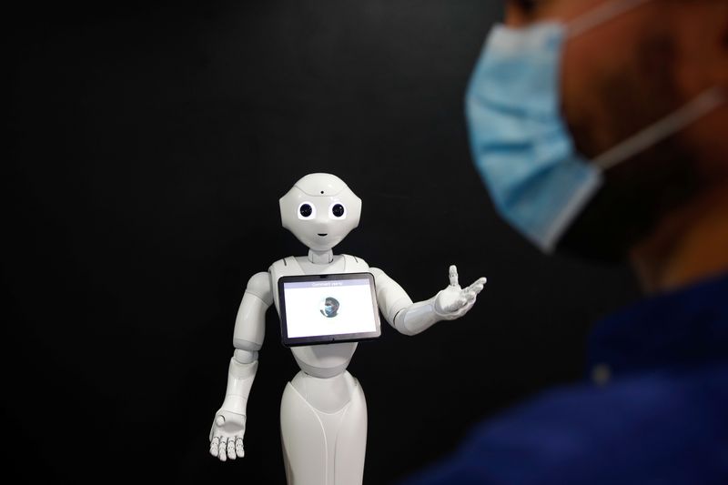 French robot Pepper that detects non-masked faces helps enforce mask-wearing