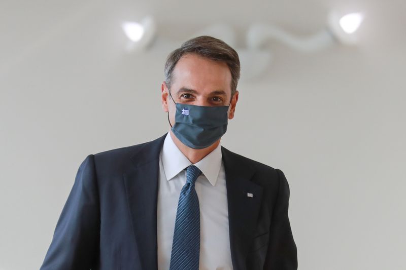 French President Emmanuel Macron meets with Greek Prime Minister Kyriakos Mitsotakis in Porticcio