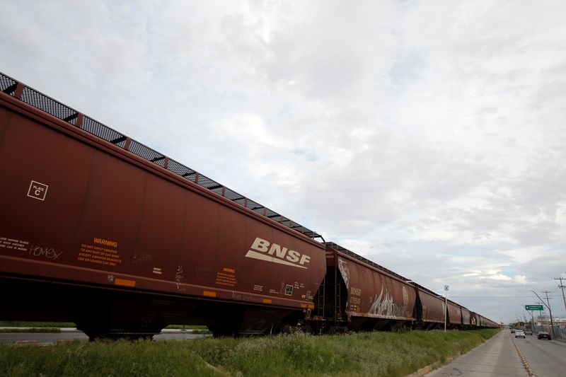 A freight train of BNSF Railway Company is pictured in Ciudad Juarez
