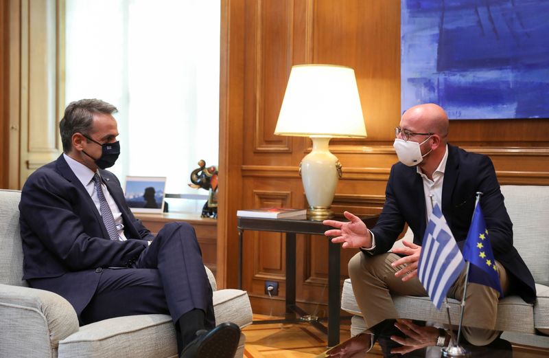 EU Council President Michel meets with Greek PM Mitsotakis in Athens