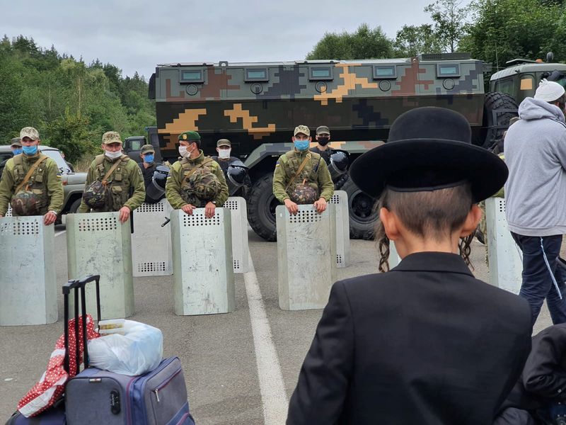 Jewish pilgrims gather at Novi Yarylovychi crossing point in Chernihiv Region