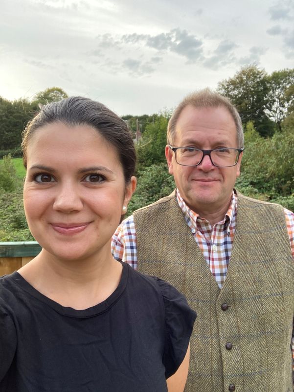 Murray Pulman and his daughter Emily, who runs the Posh Partridge, pose outside their home in Dorset