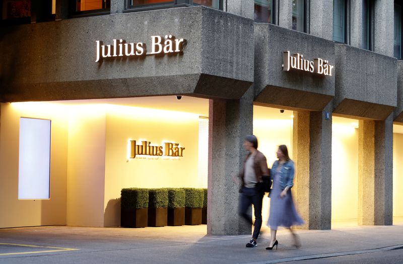 Logo is seen at the headquarters of Swiss private bank Julius Baer in Zurich