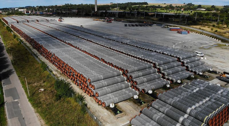 FILE PHOTO: Pipes for the Nord Stream 2 Baltic Sea pipeline in Mukran