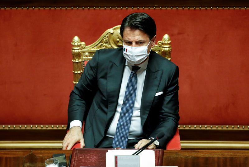 FILE PHOTO: Italian PM Conte attends a session of the upper house of parliament on the coronavirus disease (COVID-19) in Rome