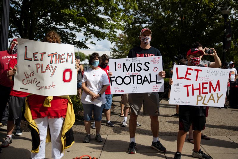 FILE PHOTO: Parents of Ohio State football players stage a protest