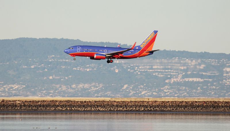 FILE PHOTO: A Southwest Airlines Boeing 737-800 lands at San Francisco International Airport, San Francisco